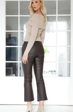 Mixed Brands - Coated pant Flare 6866 - Marrone