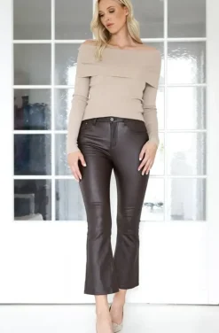 Mixed Brands - Coated pant Flare 6866 - Marrone