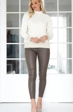 Mixed Brands - Coated Skinny Pant 6688 - Beige