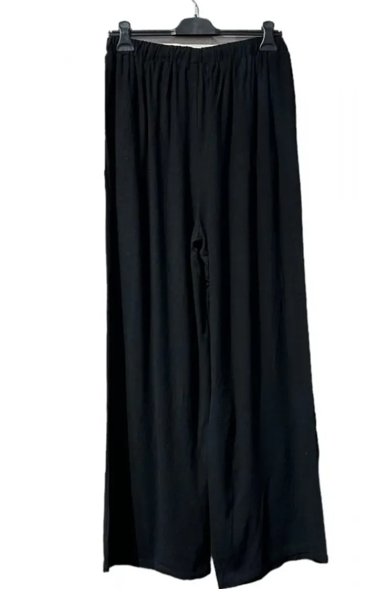 Mixed Brands - Cotton Linen Wide plus size trousers AC495 - Black