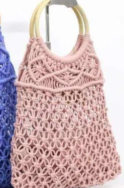 Mixed Brands - Crochet bag with round handle 1320 - Rose