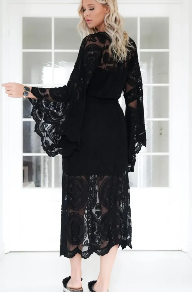Mixed Brands - Crochet Kaftan L113 - Black