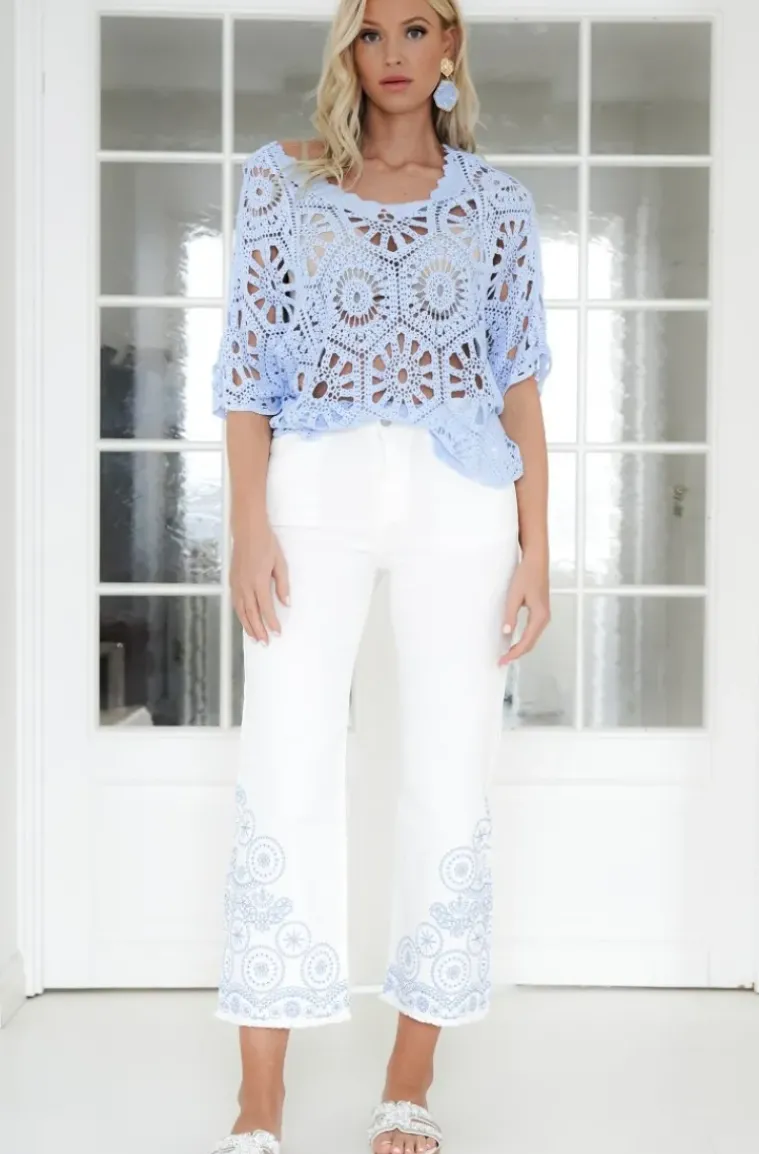 Mixed Brands - Crochet Top Hena 1584 - Sky Blue