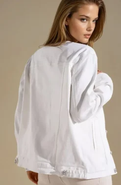 Mixed Brands - Denim jacket with pearl buttons DC385 - White