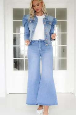 Mixed Brands - Denim jacket puff sleeve C16405 - Blue