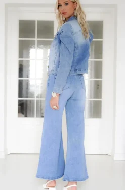 Mixed Brands - Denim jacket puff sleeve C16405 - Blue
