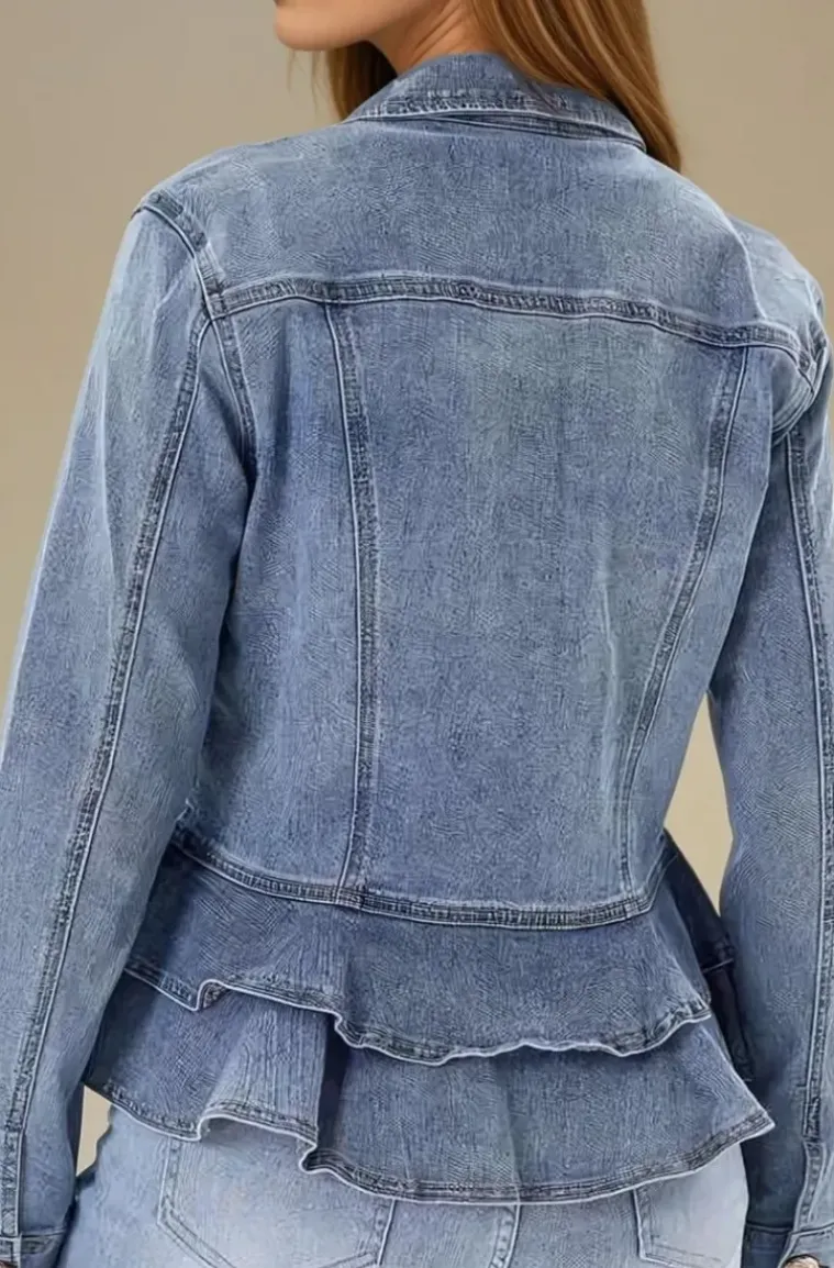 Mixed Brands - Denim jacket with frill 16404 - Blue