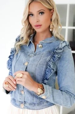 Mixed Brands - Denim jacket frills C16406 - Blue