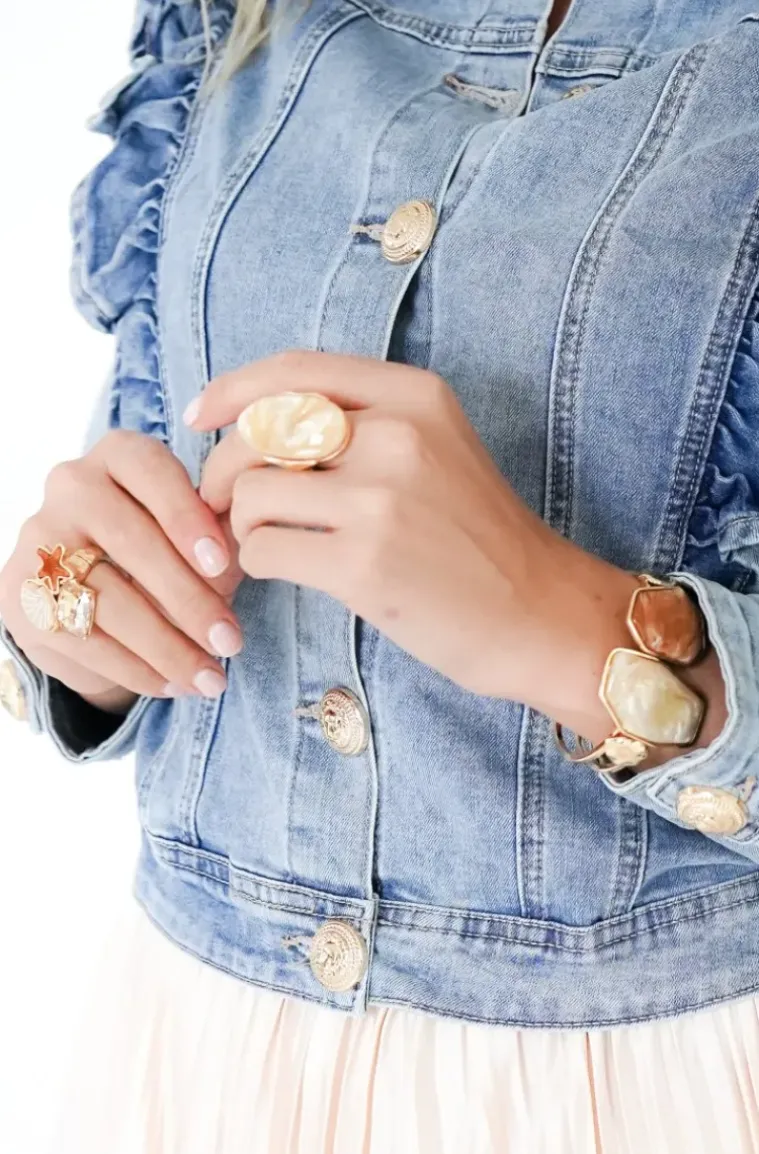 Mixed Brands - Denim jacket frills C16406 - Blue