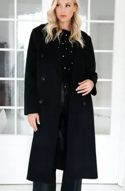 Mixed Brands - Double breasted long coat 2870 - Black