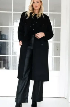 Mixed Brands - Double breasted long coat 2870 - Black