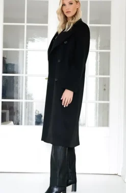 Mixed Brands - Double breasted long coat 2870 - Black