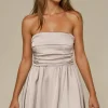 Mixed Brands - Dress Tube top Satin 1610 - Beige