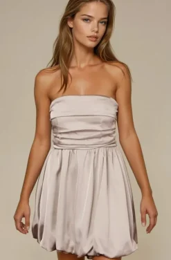 Mixed Brands - Dress Tube top Satin 1610 - Beige