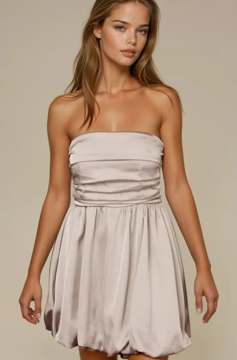 Mixed Brands - Dress Tube top Satin 1610 - Beige