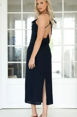 Mixed Brands - Dress with Knot Dark Blue