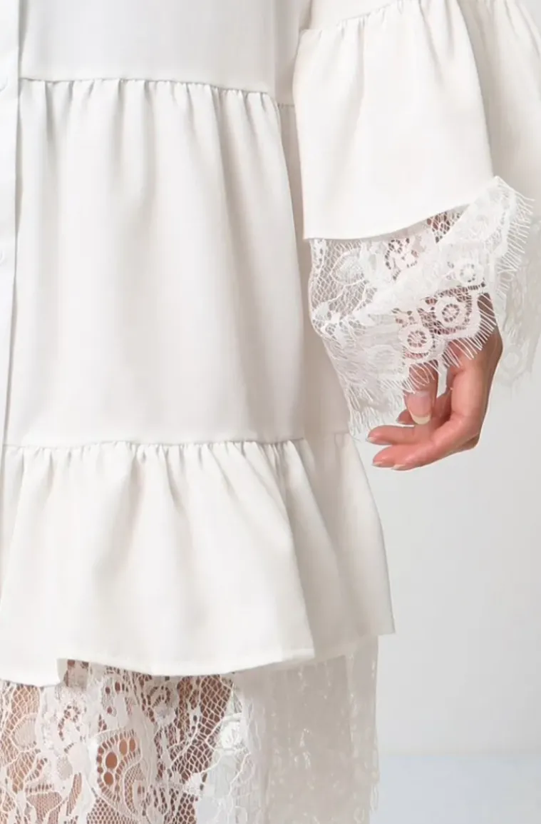 Mixed Brands - Dress with Lace 8505-3043 - White