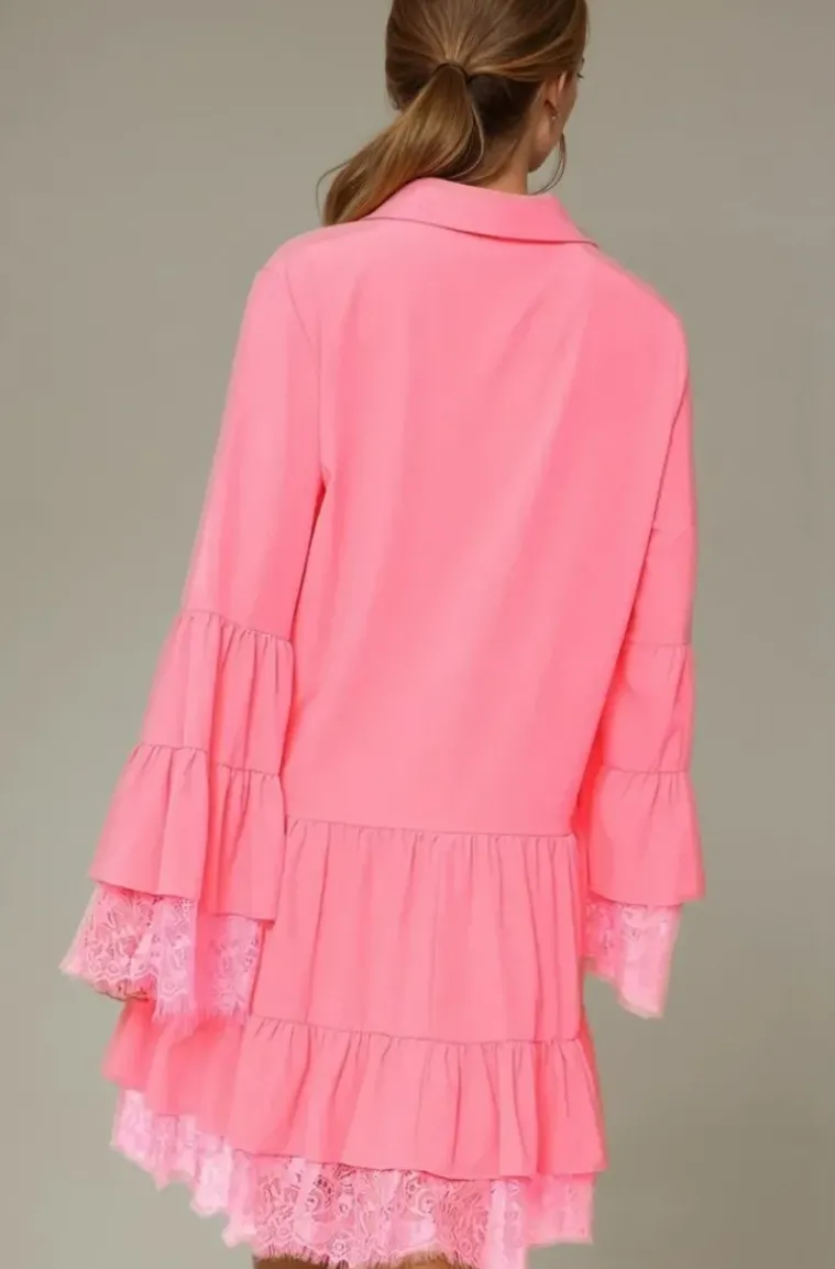 Mixed Brands - Dress with Lace 8505-3043 - Hot Pink