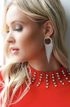 Mixed Brands - Earring with stones 321-78 - Silver