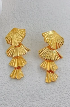 Mixed Brands - Earrings gold shells hanging LLB056