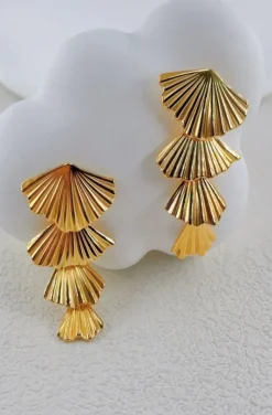 Mixed Brands - Earrings gold shells hanging LLB056