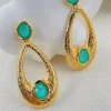 Mixed Brands - Earrings LLB051 - Gold Turquoise