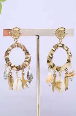 Mixed Brands - Earrings shell fish seastar H1113 - Gold