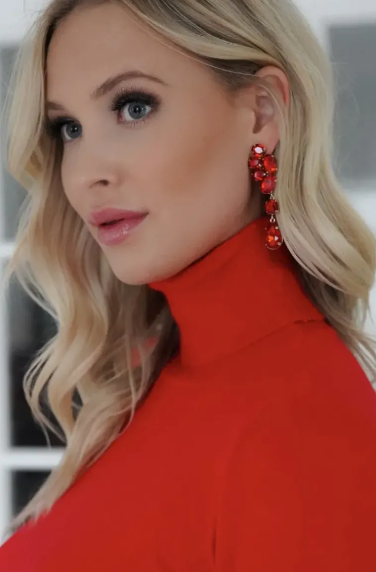 Mixed Brands - Earrings with stones 520-L28 - Red