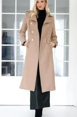 Mixed Brands - Elegant Double breasted long Coat - Camel