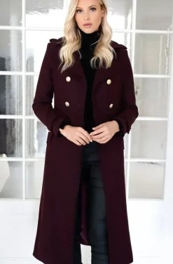Mixed Brands - Elegant Double breasted long Coat - Magenta
