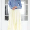 Mixed Brands - Elegant Maxi skirt pleated 24113 - Yellow