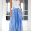 Mixed Brands - Elegant Maxi skirt pleated 24113 - Blue Ciel