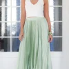 Mixed Brands - Elegant Maxi skirt pleated 24113 - Vert Sauge