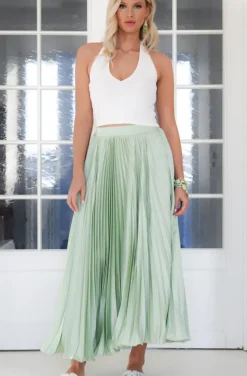 Mixed Brands - Elegant Maxi skirt pleated 24113 - Vert Sauge