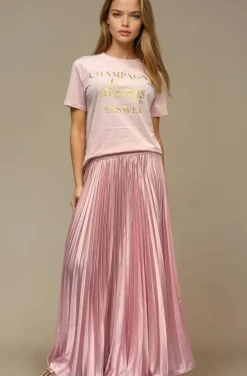 Mixed Brands - Elegant Maxi skirt pleated 24113 - Rose