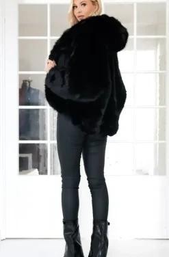 Mixed Brands - Fake fur jacket with hood M08 - Black