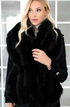 Mixed Brands - Fake Fur Scarf wide F40771/MZ10 - Black