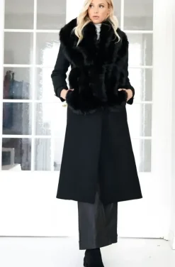 Mixed Brands - Fake Fur Scarf wide F40771/MZ10 - Black