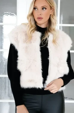 Mixed Brands - Fake fur vest Short F40918 - Beige