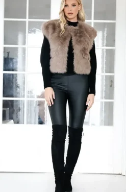 Mixed Brands - Fake fur vest Short F40918 - Taupe