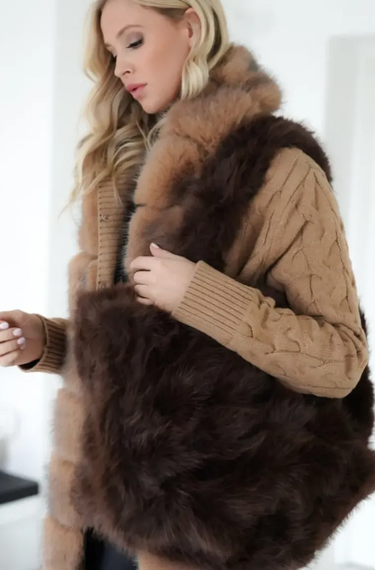 Mixed Brands - Faux Fur Bag with Zipper - 0236 - Dark Brown