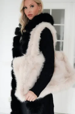 Mixed Brands - Faux Fur Bag with Zipper - 0236 - Beige
