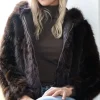 Mixed Brands - Faux Fur Jacket with hood M07 - Brown
