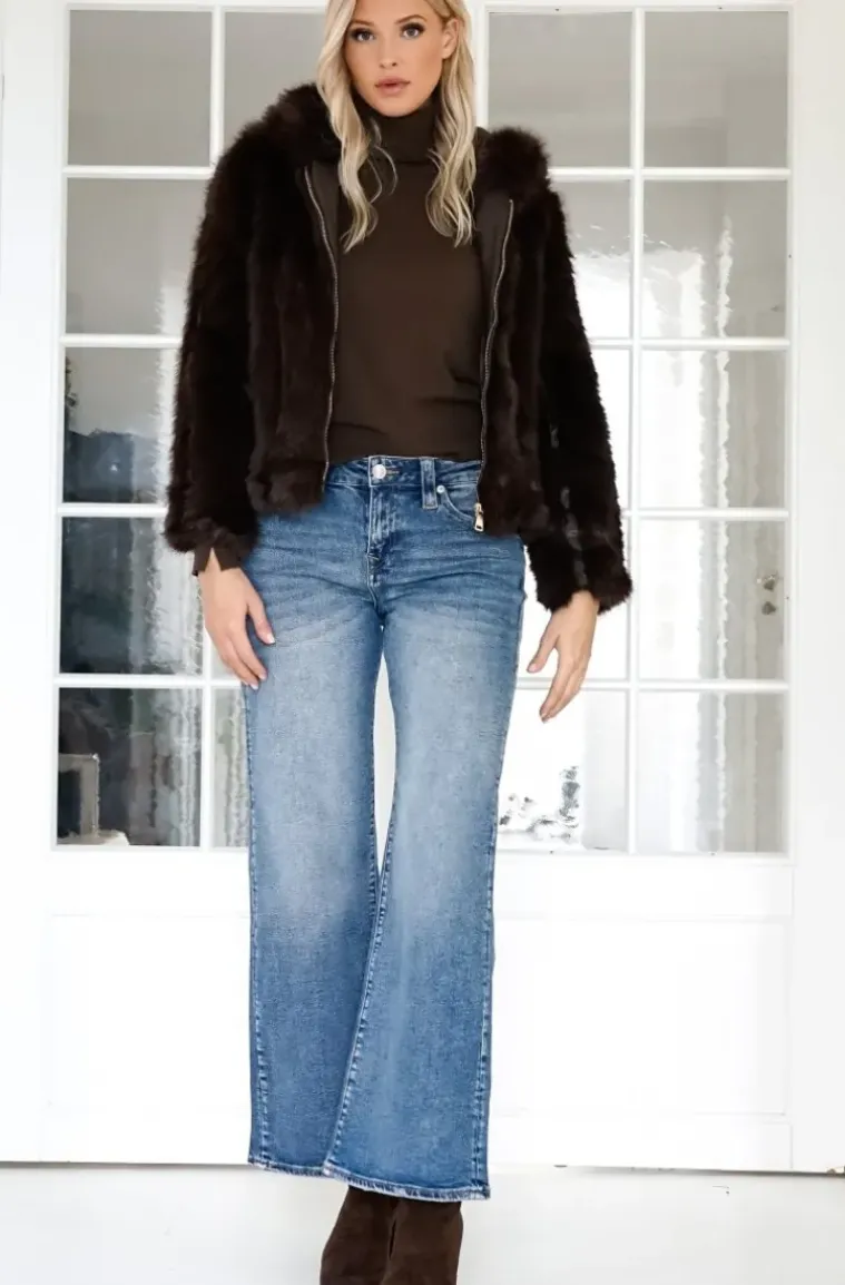 Mixed Brands - Faux Fur Jacket with hood M07 - Brown