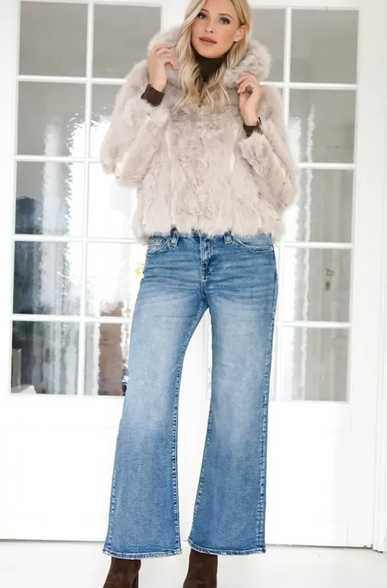 Mixed Brands - Faux Fur Jacket with hood M07 - Beige
