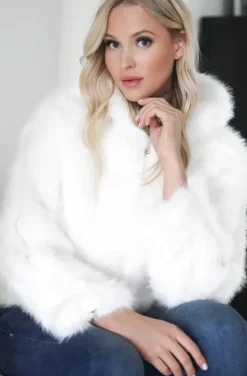 Mixed Brands - Faux Fur Jacket with hood M07 - White