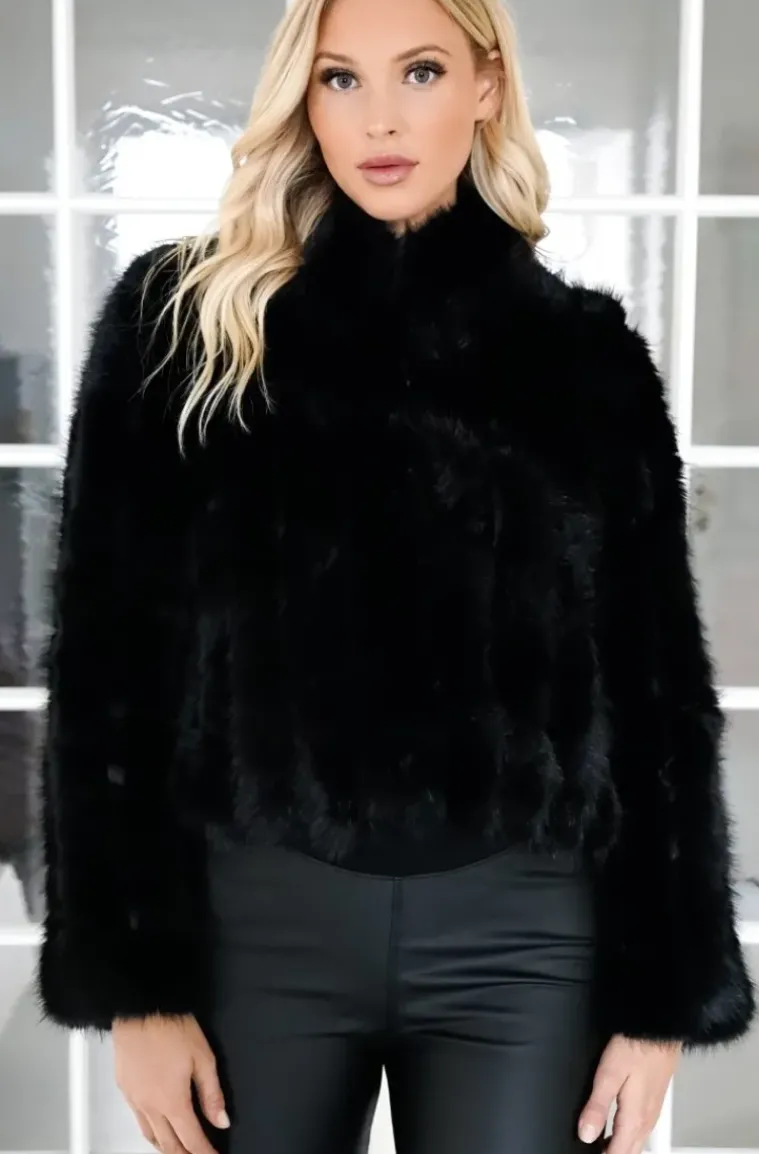 Mixed Brands - Faux fur short jacket 40818 - Black