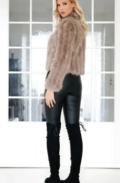 Mixed Brands - Faux fur short jacket 40818 - Taupe