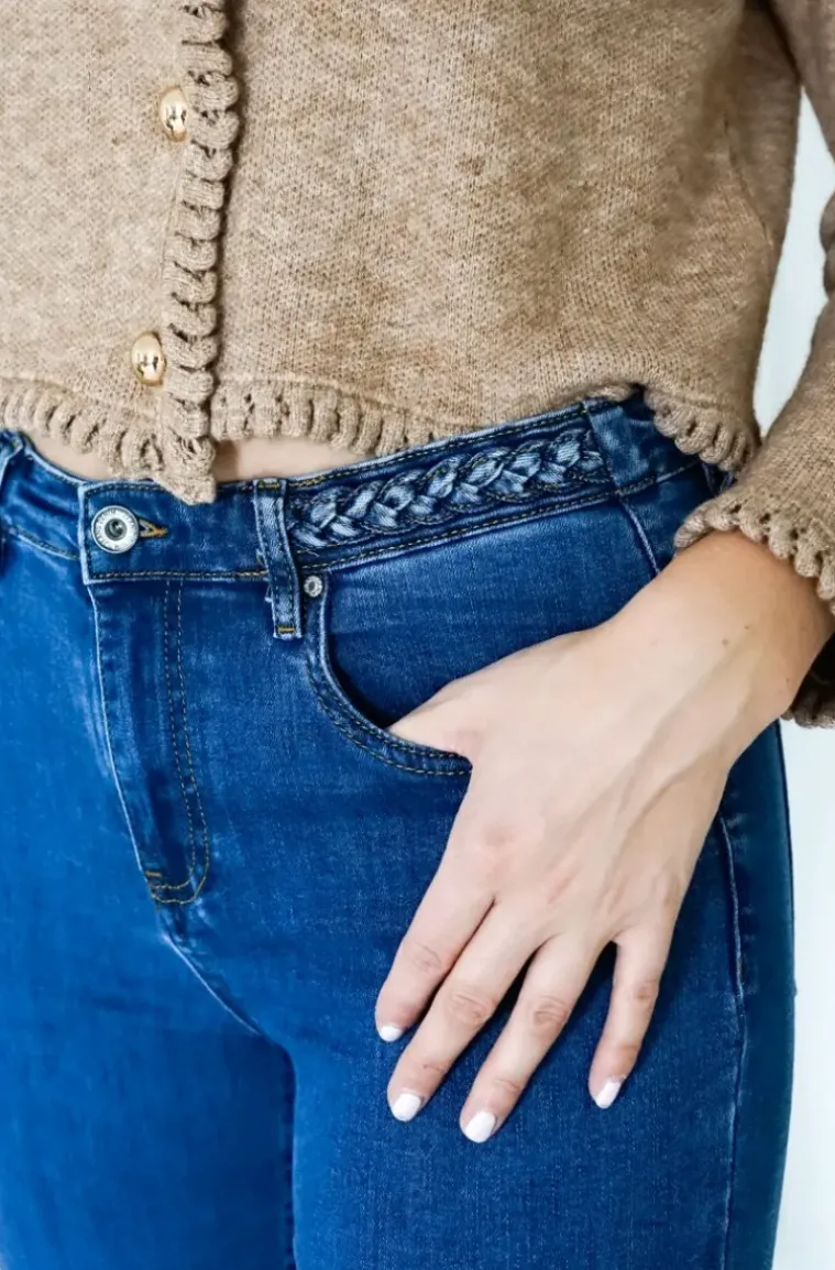 Mixed Brands - Flare Jeans with braid 9802 - Blue