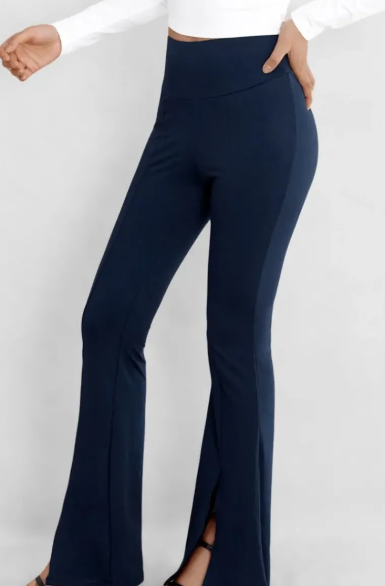 Mixed Brands - Flare pant with slit 7464 - Marine